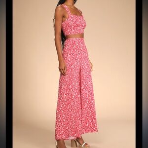 NWT lulus floral wide leg pants and tank set